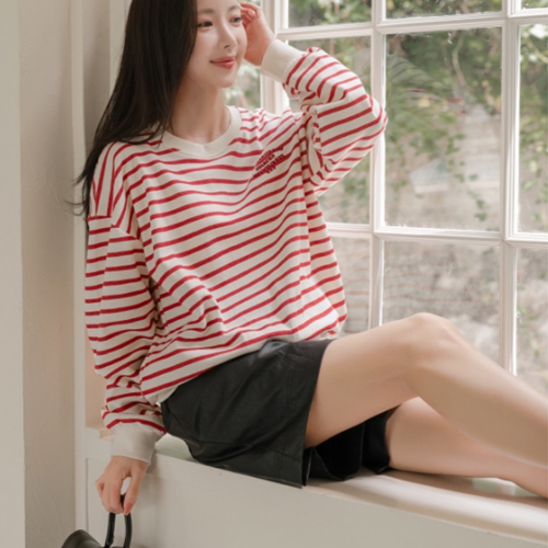 Pastel Horizontal Striped Boxy Sweatshirt