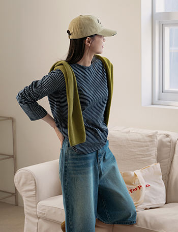 Labels 패치 horizontal striped T-shirt Korea
