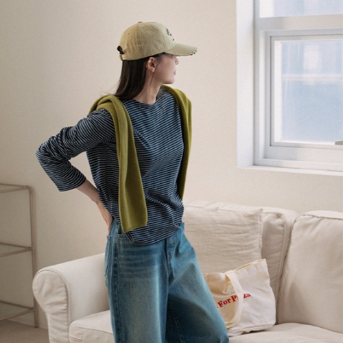 Labels 패치 horizontal striped T-shirt