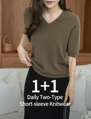[1+1] Daily Two-Type Short-sleeve Knitwear Korea