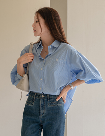 슬로우 소매퍼프 포켓 Shirt Korea