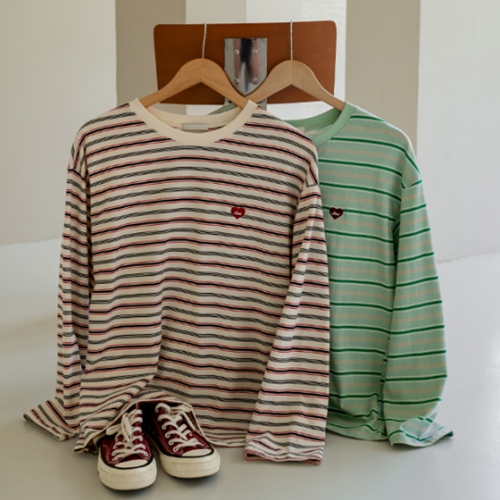 Mix Stripe Embroidery T-shirt