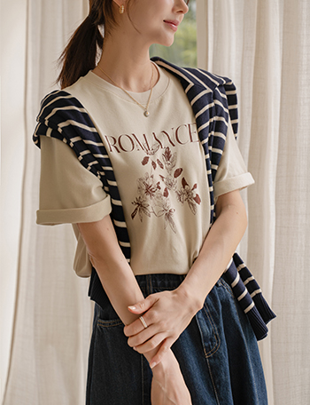 Roman Flower Short-sleeve T-shirt Korea