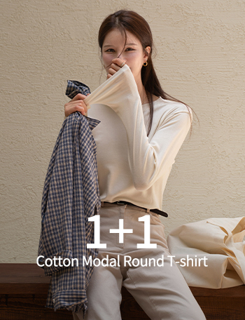 [1+1]  코튼 모달 Round T-shirt Korea
