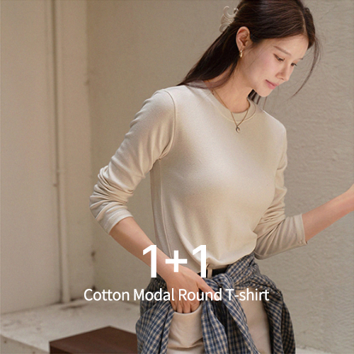 [1+1]  코튼 모달 Round T-shirt
