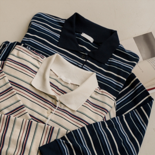 Mau Stripe Collar T-shirt