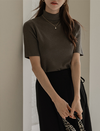 Basic Short-sleeve Knitwear Turtleneck Korea