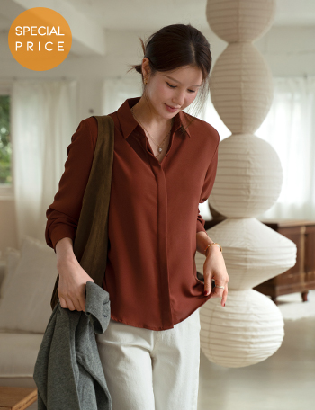 [Special Sale] Hidden Button Wrinkle Free Blouse Korea