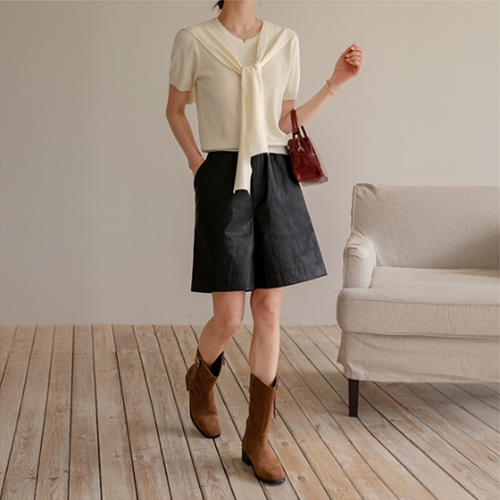 Season Shawl Set Round Short-sleeved Knitwear