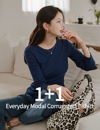 [1+1]  Everyday Modal Corrugated T-shirt Korea