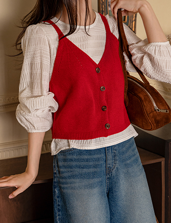 Emily Wool Button Bustier Korea