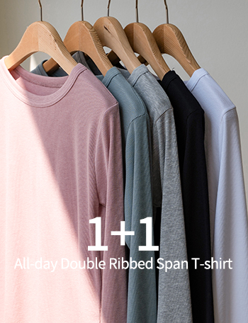 [1+1]  올데이 이중골지 Span T-shirt Korea