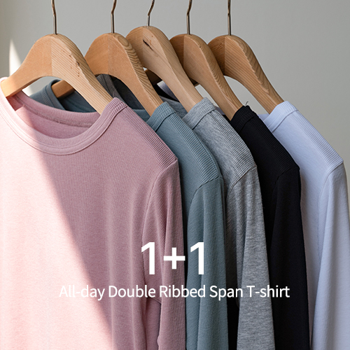 [1+1]  올데이 이중골지 Span T-shirt