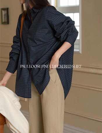 Fall Loose Fine-checked Shirt Korea