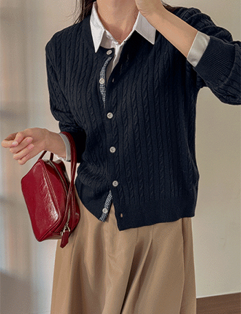 Hidden Check Twiddle Cardigan Korea