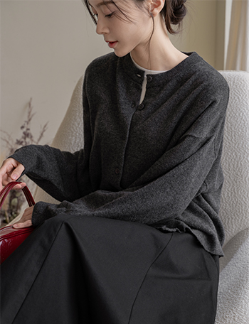 Wool Round Knitwear Cardigan Korea