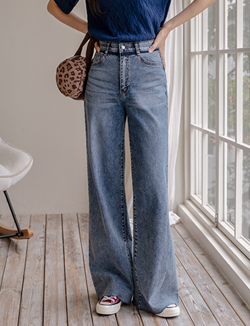 Natural Washing Wide Denim Pants Korea