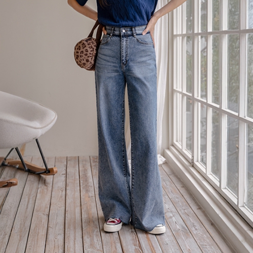 Natural Washing Wide Denim Pants