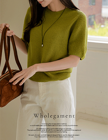 Holgament Wool Short-sleeve Round Knitwear Korea