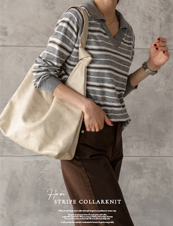 Have Stripe Collar Knitwear Korea