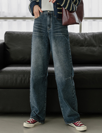 Washing Wide Balloon Denim Pants Korea