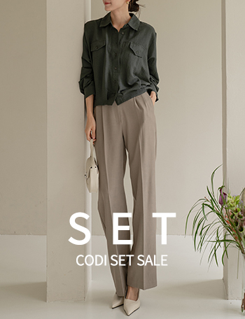 [Codi set] [valyou] Under Pintuck Pocket Unbalanced Shirt+Perfect Pants 88ver (autumn two-pin tuck side band) Korea