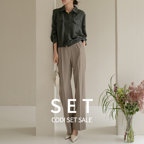 [Codi set] [valyou] Under Pintuck Pocket Unbalanced Shirt+Perfect Pants 88ver (autumn two-pin tuck side band)
