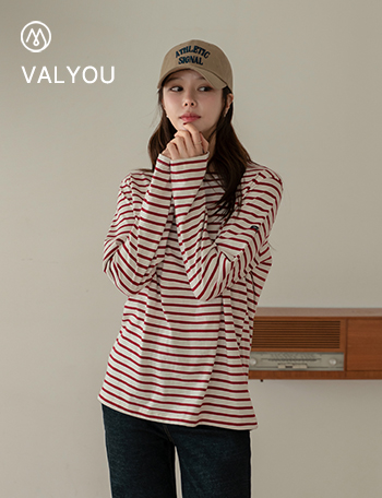 [valyou] Dear Patch Horizontal striped T-shirt Korea