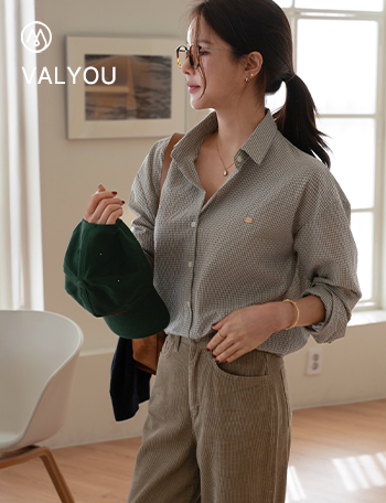 [valyou] Edge Pendant Check Shirt Korea