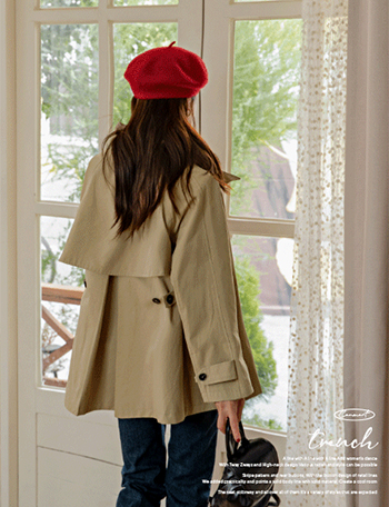 Highneck Cape Trench Coat Korea