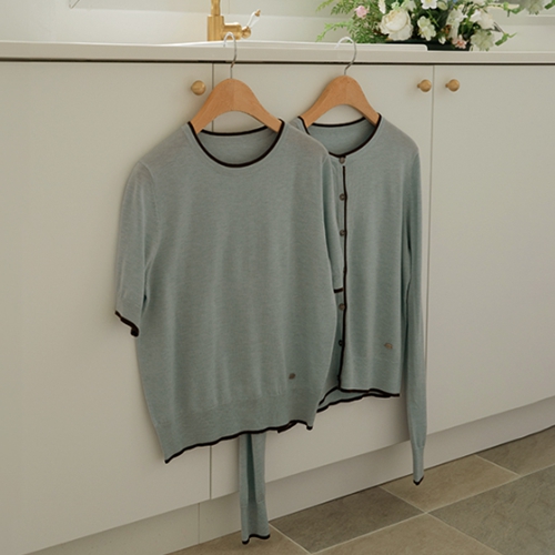 Soft Color Matching Point Short-sleeve Knitwear