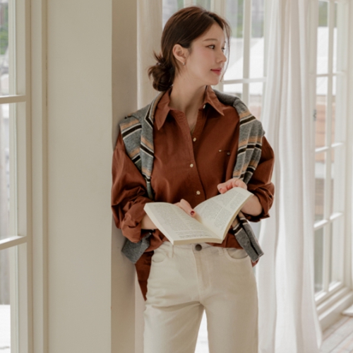 Vivid Autumn Embroidery Shirt