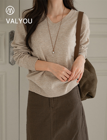 [valyou] Wool Embroidery V-neck Knitwear Korea