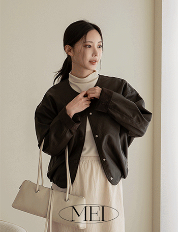 May No collar Leather Jacket Korea