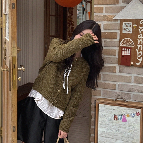 Raglan Waffle Knitwear Cardigan