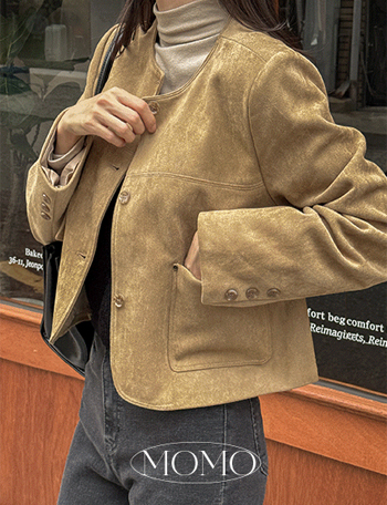 Momo No collar Suede Jacket Korea