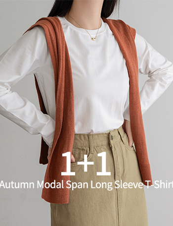 [1+1] Autumn Modal Span Long Sleeve T-Shirt Korea