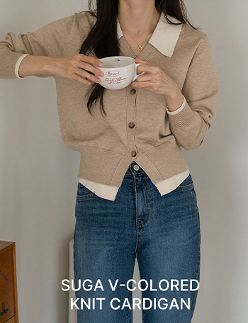 Sugar V Color Matching Knitwear Cardigan Korea