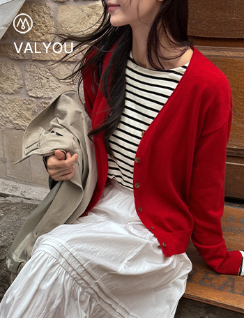 [valyou] Wool 자수 V-neck Cardigan Korea