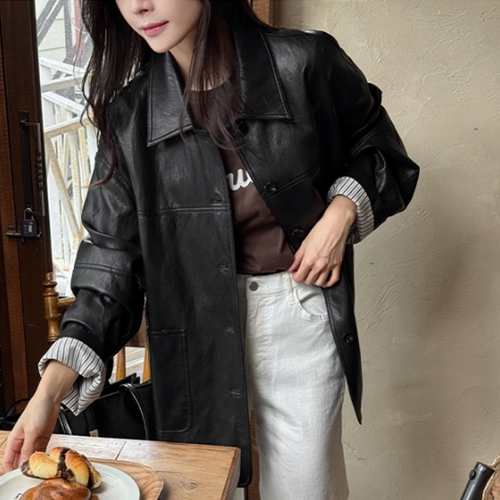 The Over Collar Leather Jacket