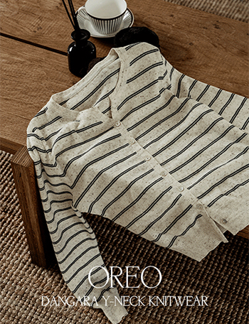 Oreo Horizontal Striped Y Neck Knitwear Korea