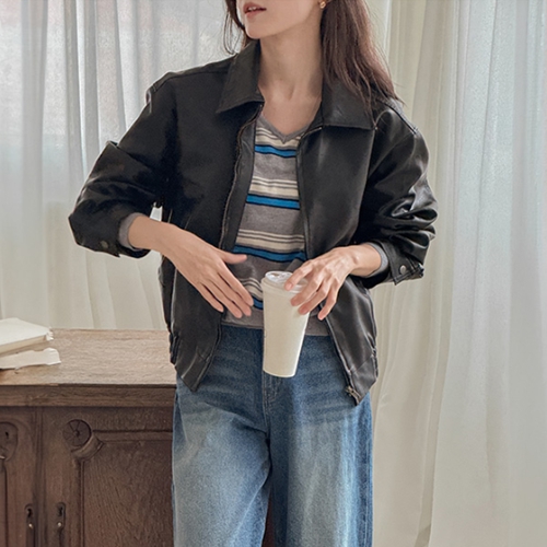 Sydney Washing Leather Jumper