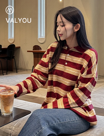 [valyou] Pendant Stripe Collar Knitwear Korea