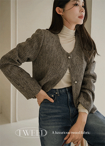 Dear Bean Button Tweed Jacket Korea