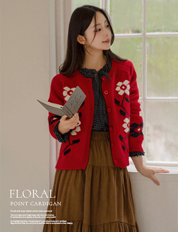 Floral Point Cardigan Korea