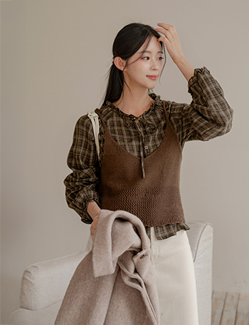 Knuts Check Bustier Set Korea