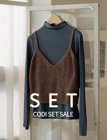 [Codi set] Tree Span Half-polar T-shirt+Soul V Knitwear Bustier Korea