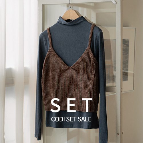 [Codi set] Tree Span Half-polar T-shirt+Soul V Knitwear Bustier