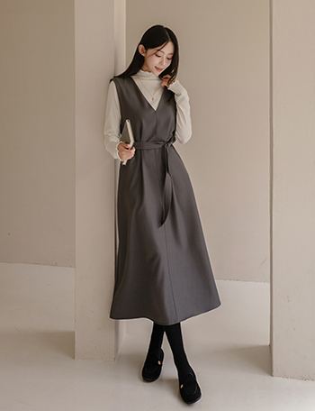 Cozy V Long Dress Korea