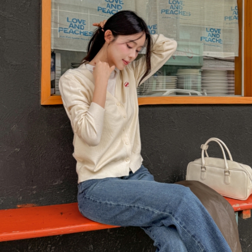 Heart Embroidery V Cardigan